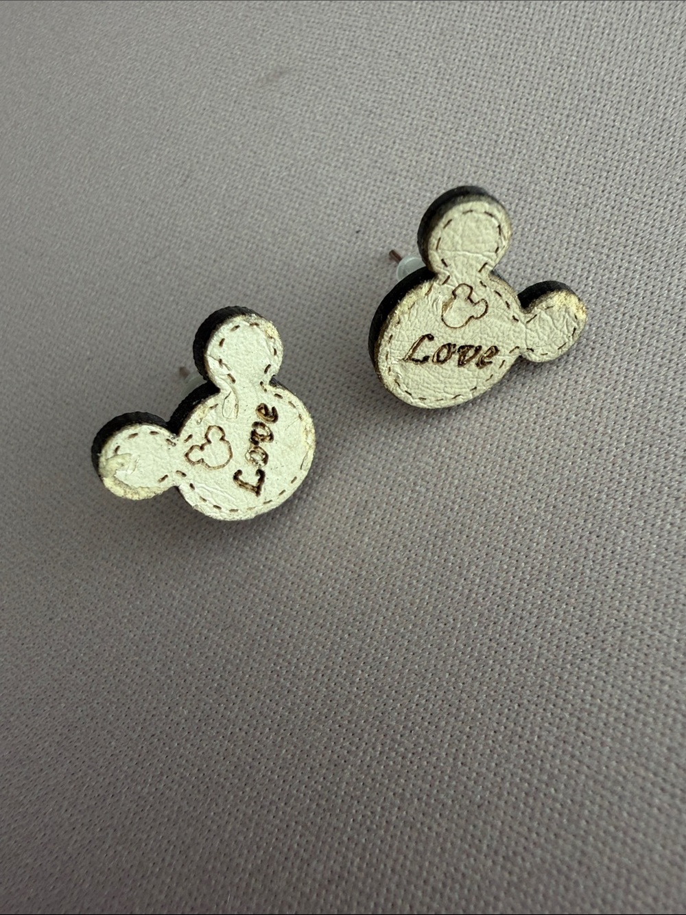 White Mickey Mouse Stud Earrings
